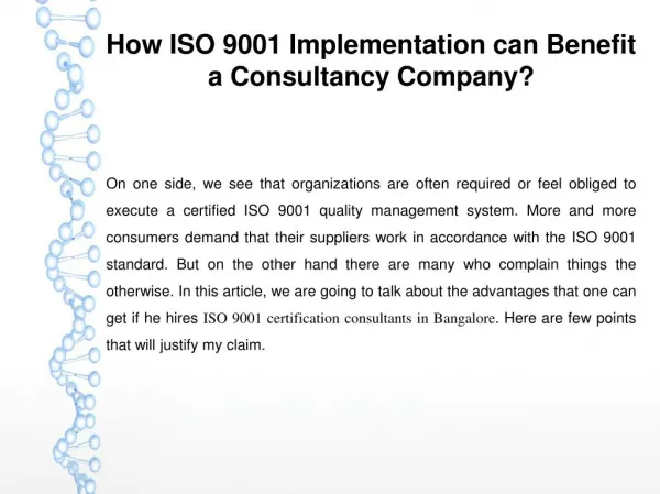 How ISO 9001 Implementation can Benefit a Consultancy Company?