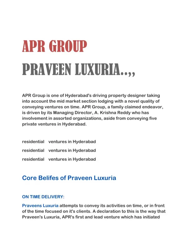 New Duplex Villas At Patanchervu Hyderabad| Praveens Luxuria