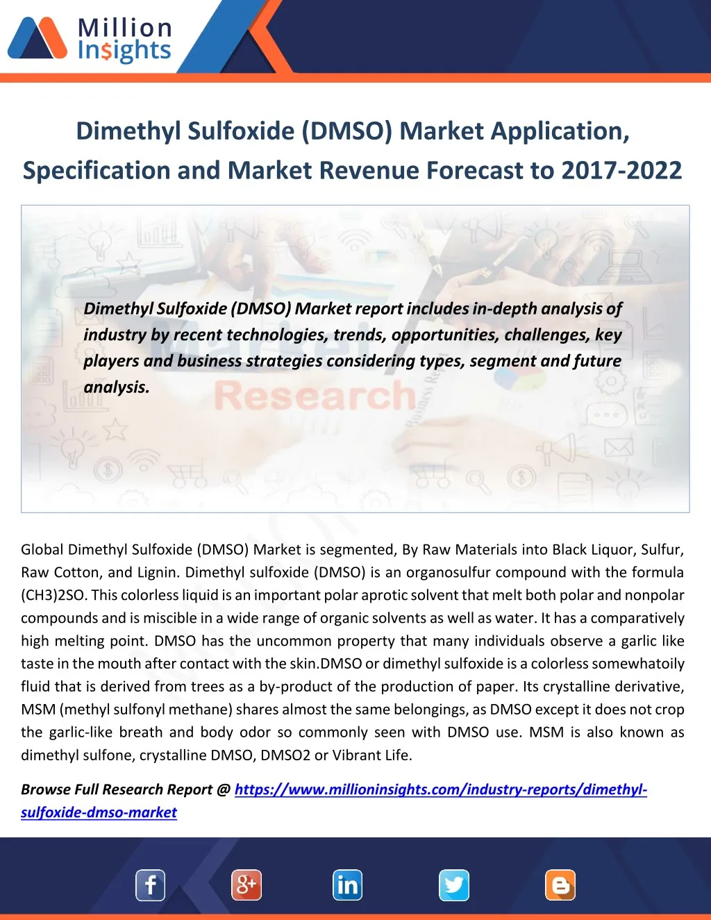 dimethyl sulfoxide dmso market application