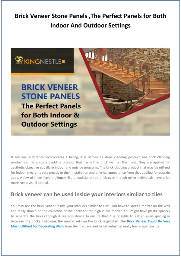 Brick Veneer Stone Panels - The Perfect Panels for Both Indoor And Outdoor Settings