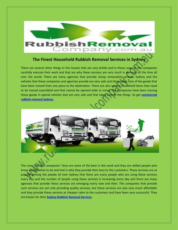 The Finest Household Rubbish Removal Services in Sydney