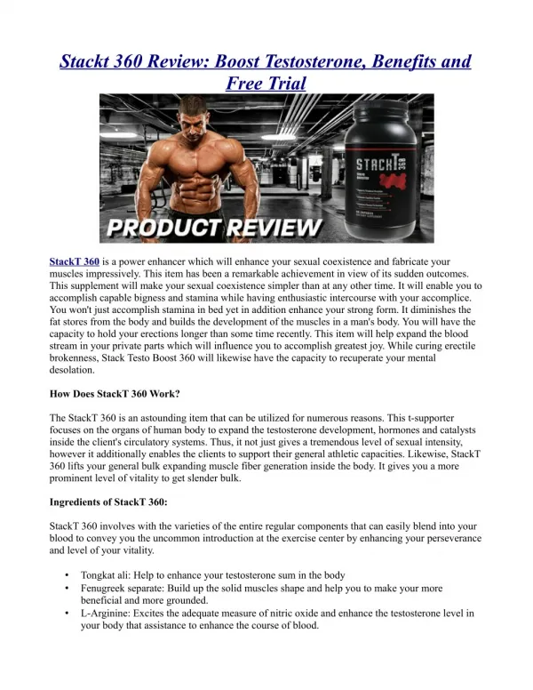 Stackt 360 Review: Boost Testosterone, Benefits and Free Trial