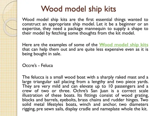 Wood model ship kits