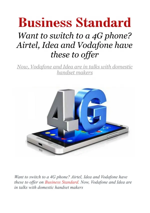 Want to switch to a 4G phone - Airtel, Idea and Vodafone have these to offer