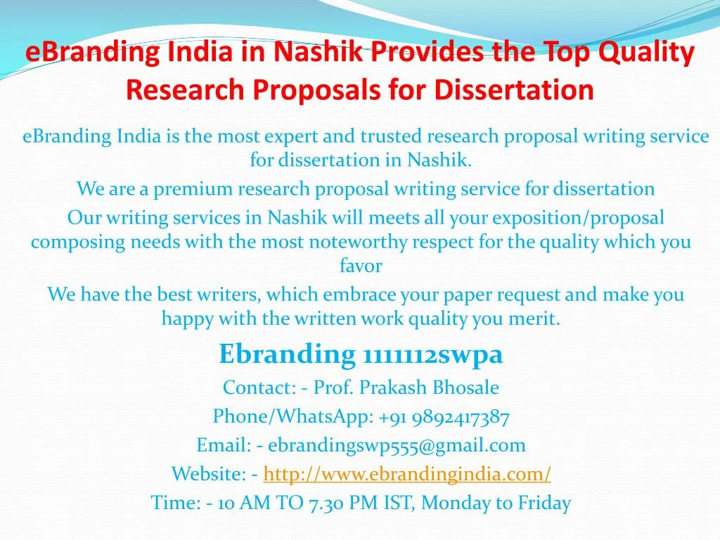 ebranding india in nashik provides the top quality research proposals for dissertation