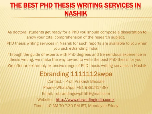 2.The Best PhD Thesis Writing Services in Nashik