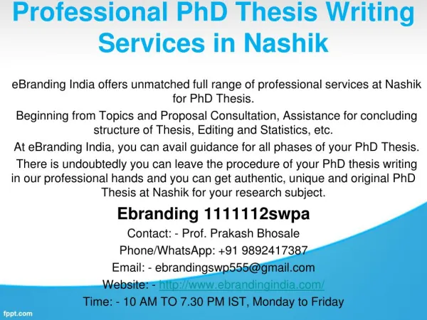 3.Professional PhD Thesis Writing Services in Nashik