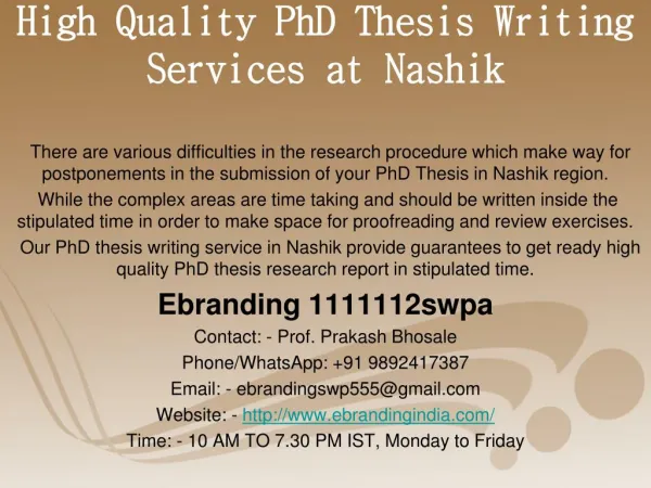 4.High Quality PhD Thesis Writing Services at Nashik