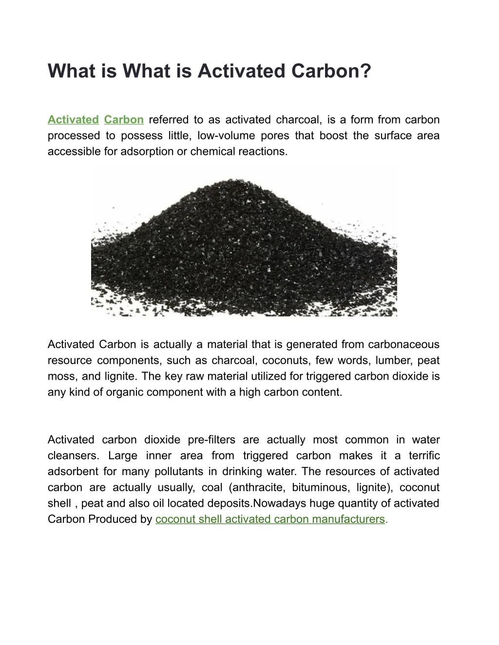 what is what is activated carbon activated carbon