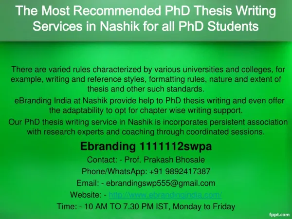 6.The Most Recommended PhD Thesis Writing Services in Nashik for all PhD Students