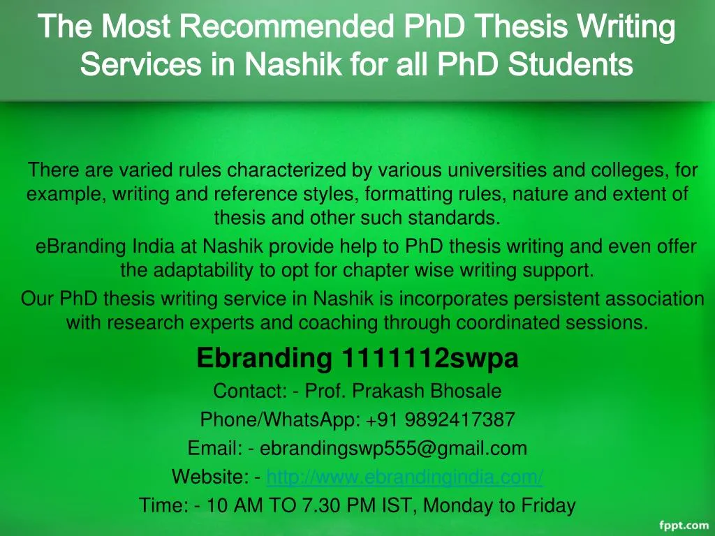 the most recommended phd thesis writing services in nashik for all phd students