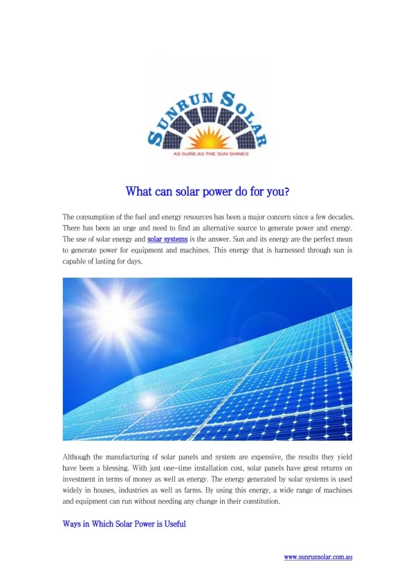 What can solar power do for you?