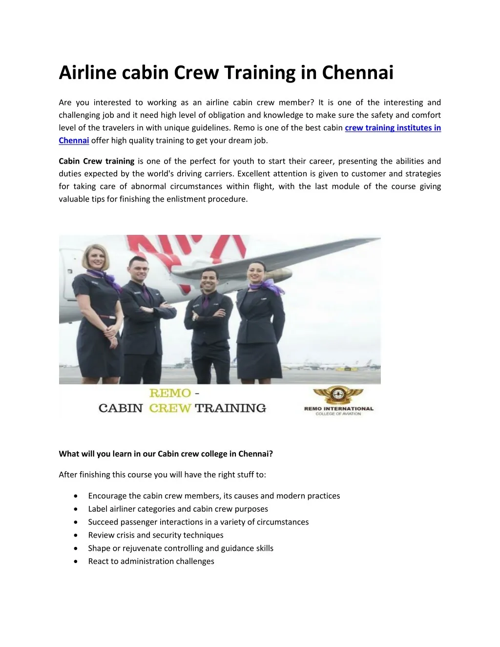 airline cabin crew training in chennai