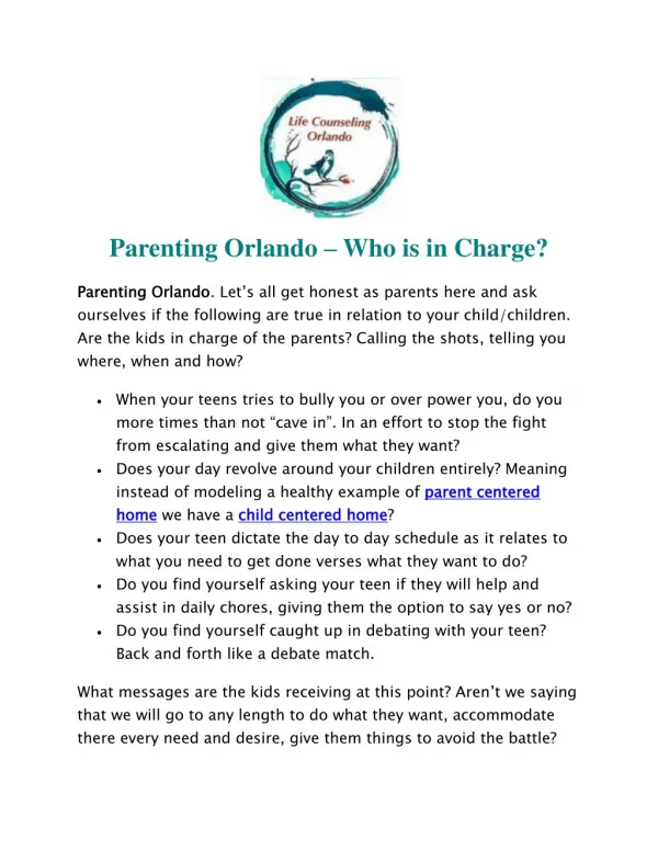 Parenting Orlando – Who is in Charge?