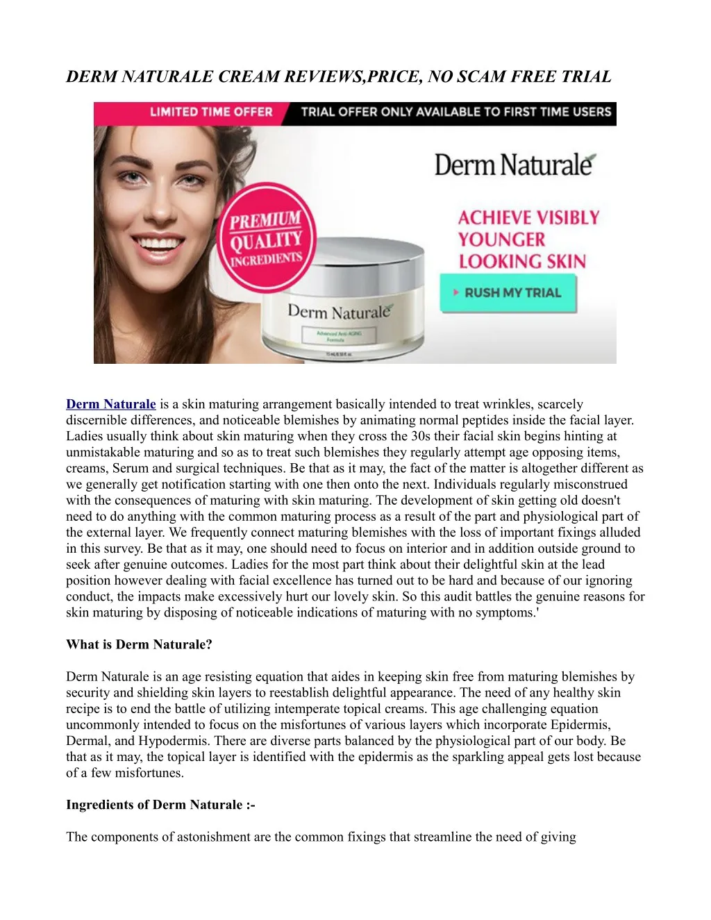 derm naturale cream reviews price no scam free