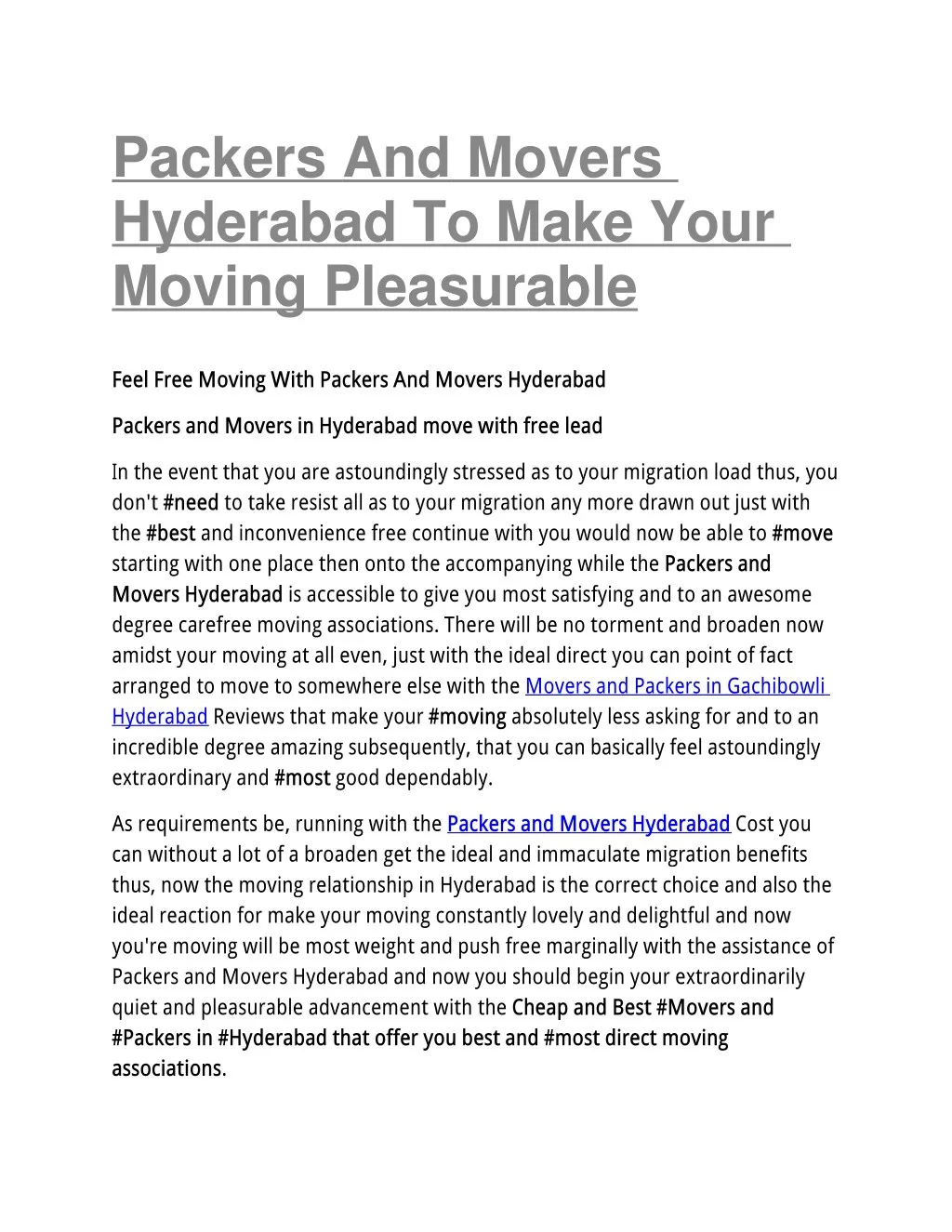 packers and movers hyderabad to make your moving