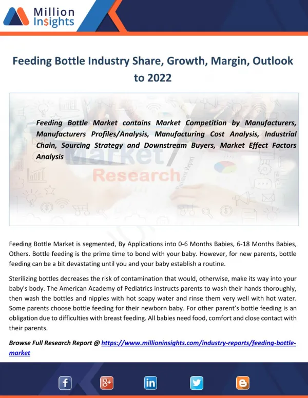 Feeding Bottle Market Trends, Analysis, Growth, Overview Outlook 2017-2022