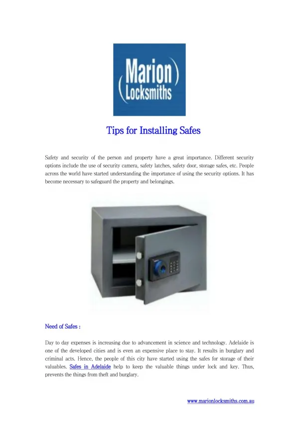 Tips for Installing Safes