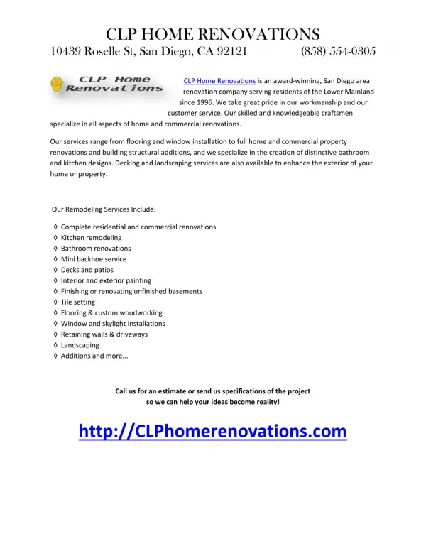 CLP Home Renovations is an award