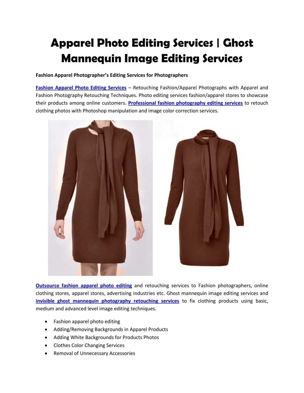 apparel photo editing services ghost mannequin