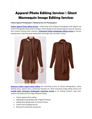 Fashion Apparel Photo Editing Services | Ghost Mannequin Image Editing Services - slide 1