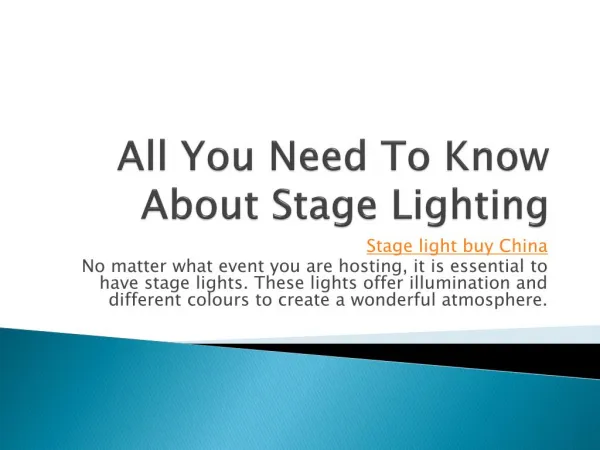 All You Need To Know About Stage Lighting