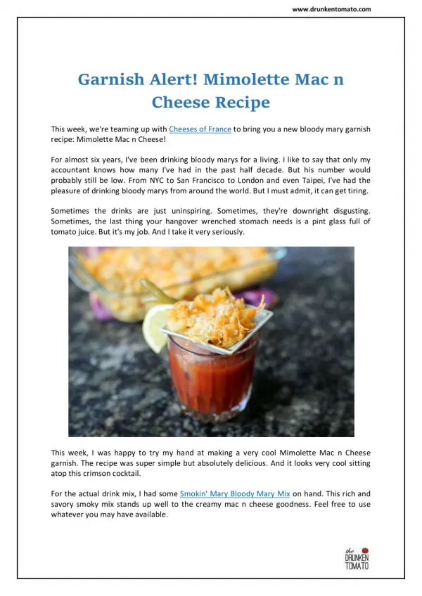 Mimolette Mac n Cheese Recipe: Drunken Tomato