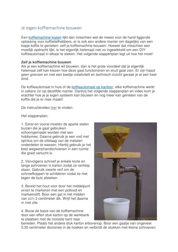 je eigen koffiemachine bouwen een koffiemachine
