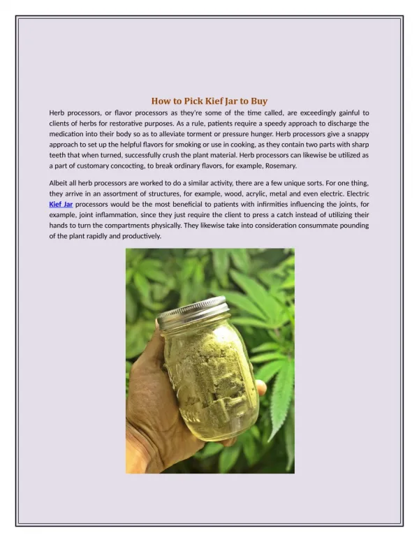 How to Pick Kief Jar to Buy