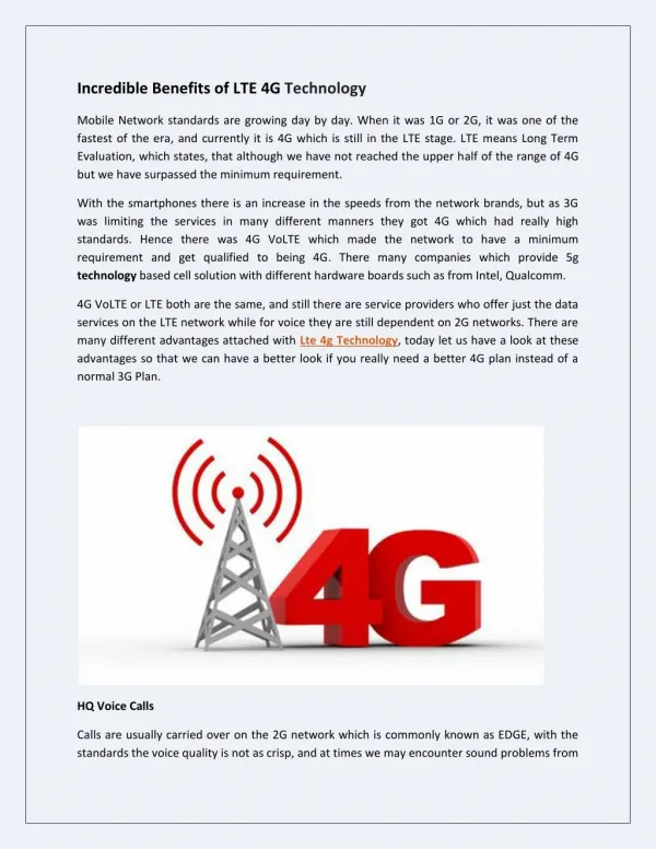 Incredible Benefits of LTE 4G Technology