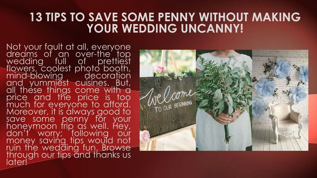 13 tips to save some penny without making your wedding uncanny