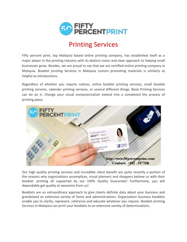 Printing Services | Business Cards Printing Malaysia | 50percent Print