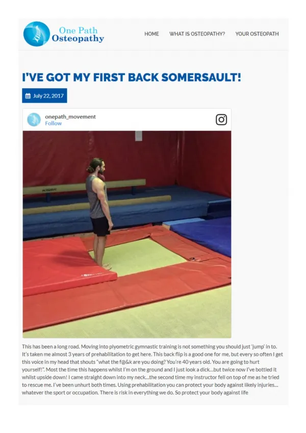 Tips To Perform Back Somersault Perfectly By Osteopath Hornsby