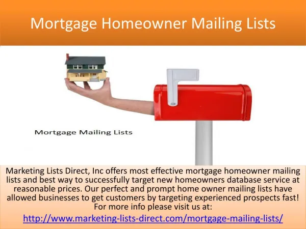 Mortgage Homeowner Mailing Lists