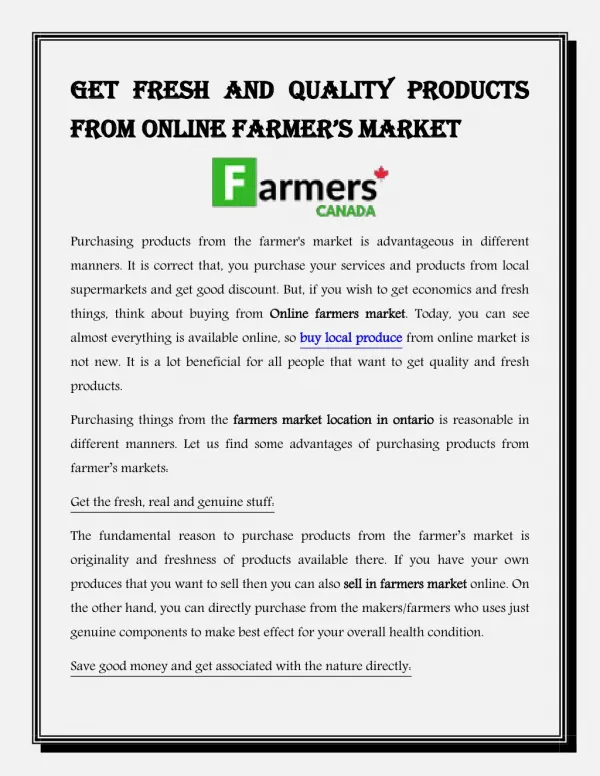 Get Fresh and Quality Products from Online Farmer