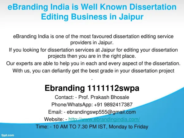 4.eBranding India is Well Known Dissertation Editing Business in Jaipur