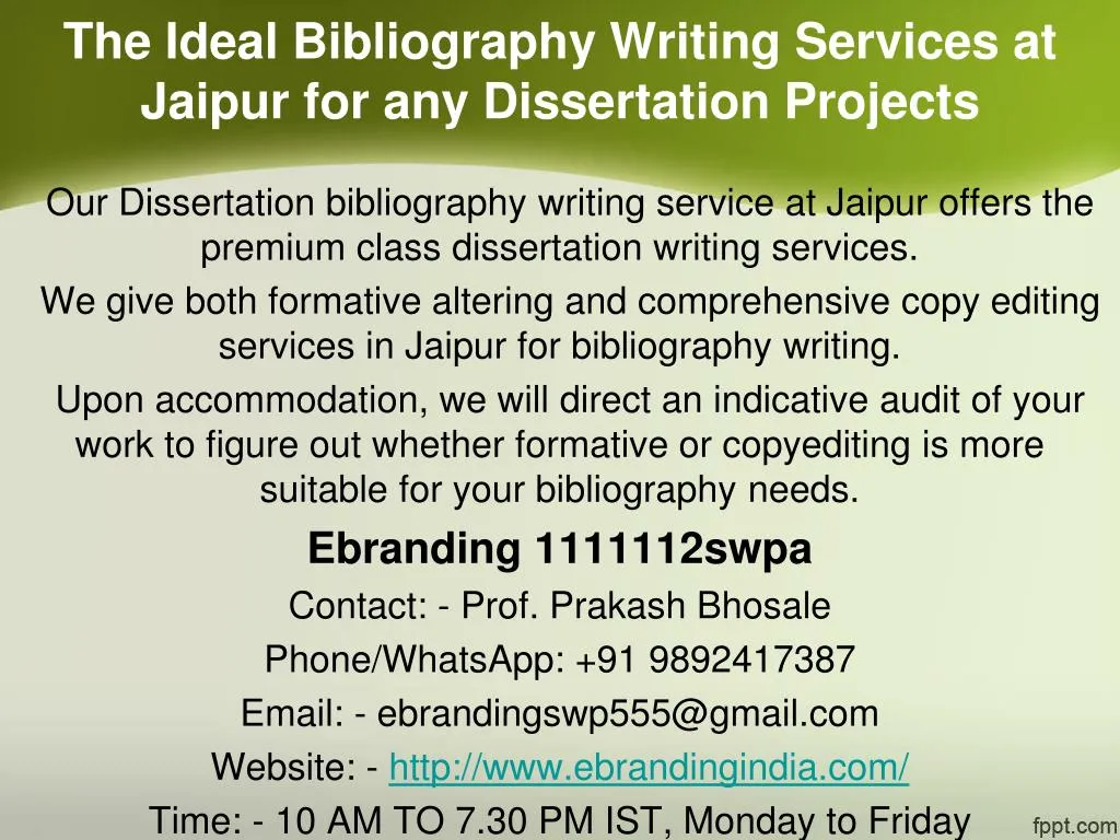 the ideal bibliography writing services at jaipur for any dissertation projects