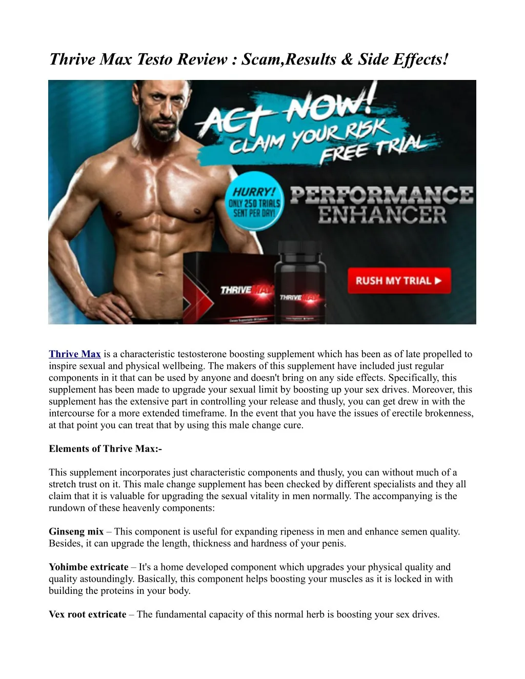 thrive max testo review scam results side effects