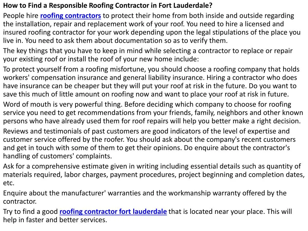 how to find a responsible roofing contractor