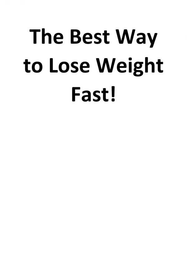 The Best Way to Lose Weight Fast