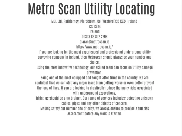 Metro Scan Utility Locating