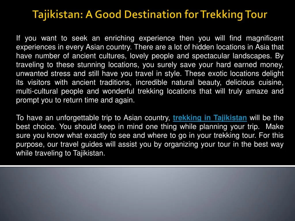 tajikistan a good destination for trekking tour