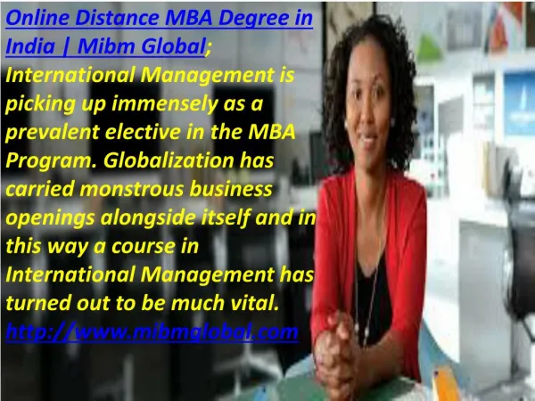 MBA Online Distance MBA Degree in India
