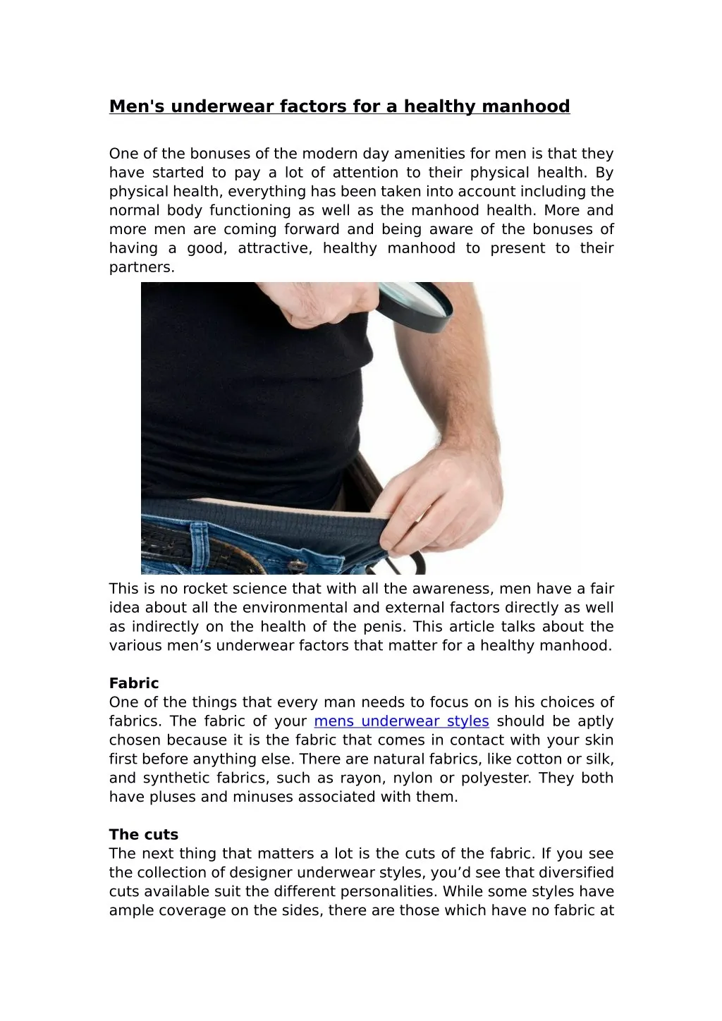 men s underwear factors for a healthy manhood