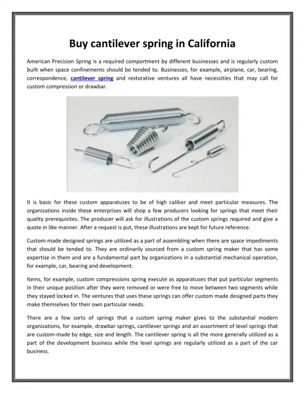 Buy cantilever spring in California