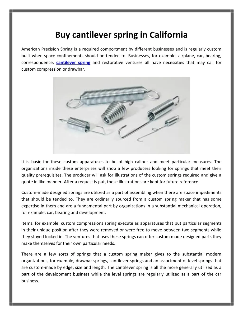 buy cantilever spring in california