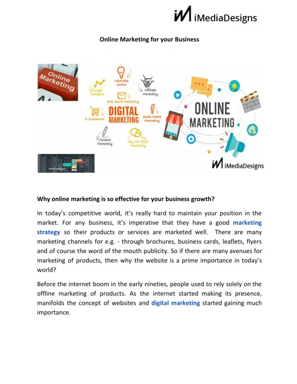 Online marketing for your business imediadesign