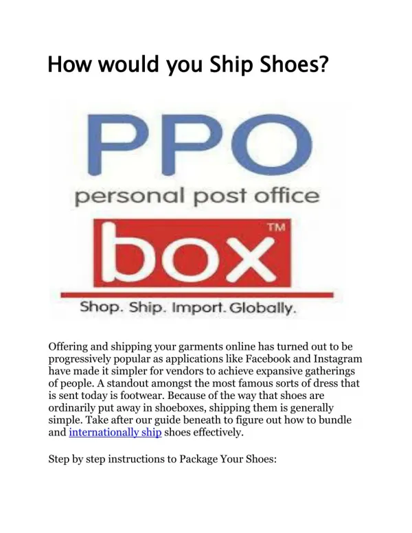 How would You Ship Shoes?