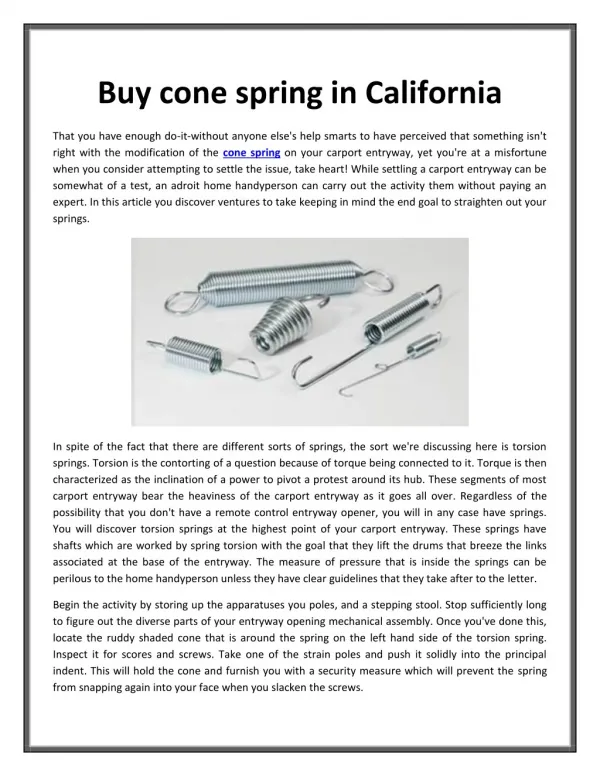 Buy cone spring in California