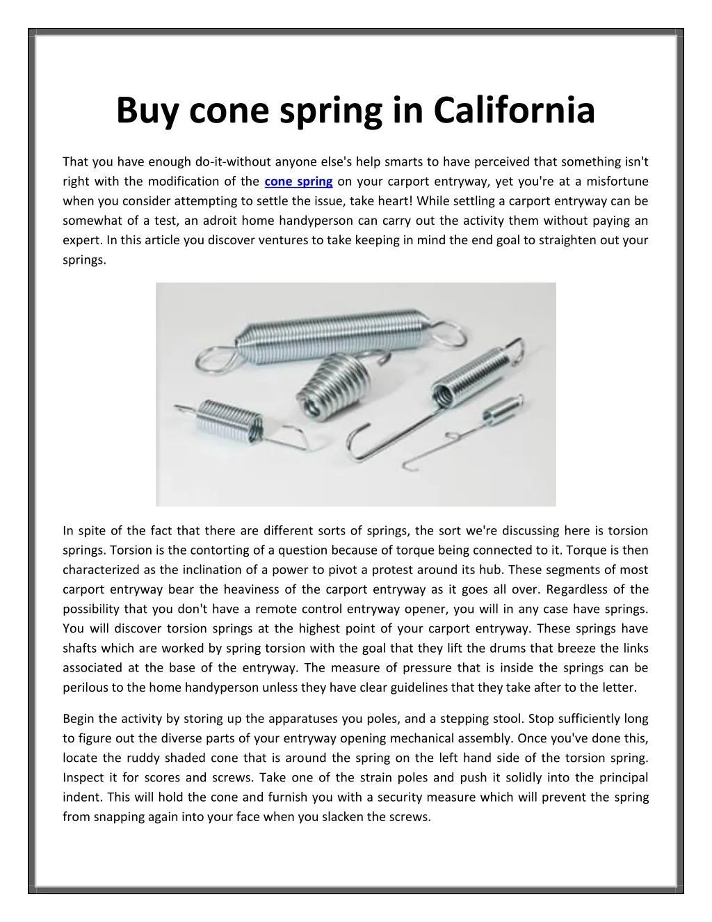 buy cone spring in california
